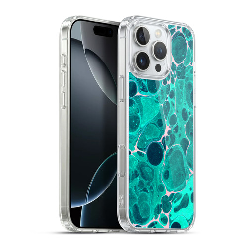 Haroulita Marble Teal Bubbles Soft Gel Case for Apple iPhone 16 Pro Max & MagSafe