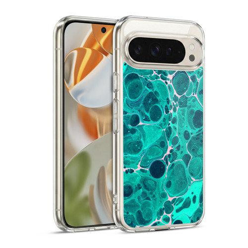 Haroulita Marble Teal Bubbles Soft Gel Case for Google Pixel 9 / Pixel 9 Pro