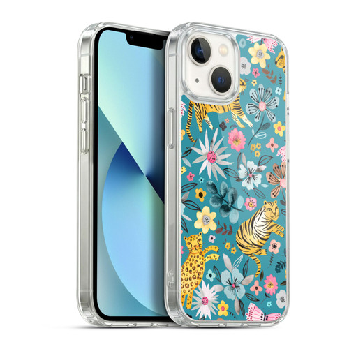 Ninola Botanical Patterns Tigers Flowers Soft Gel Case for Apple iPhone 13