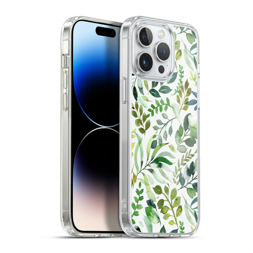 Ninola Botanical Patterns Watercolor Green Leaves Soft Gel Case for Apple iPhone 13 Pro Max & MagSafe