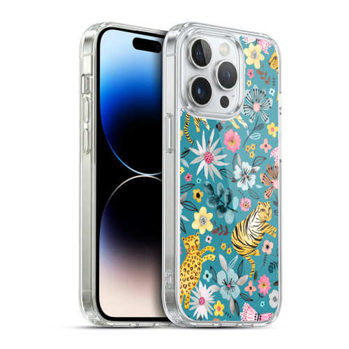 Ninola Botanical Patterns Tigers Flowers Soft Gel Case for Apple iPhone 14 Pro & MagSafe