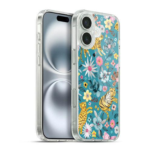 Ninola Botanical Patterns Tigers Flowers Soft Gel Case for Apple iPhone 16 Plus & MagSafe