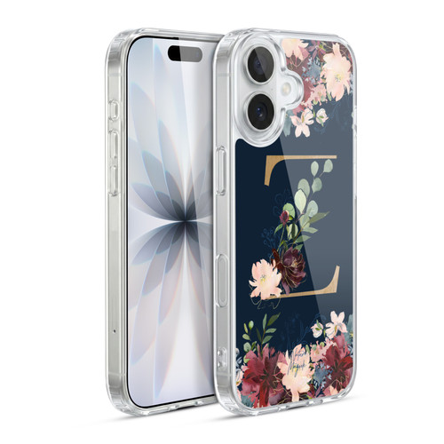 Nature Magick Floral Monogram Gold Navy 2 Letter Z Soft Gel Case for Apple iPhone 17