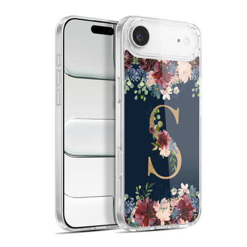 Nature Magick Floral Monogram Gold Navy 2 Letter S Soft Gel Case for Apple iPhone 17 Air