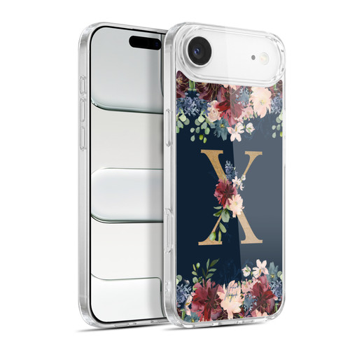 Nature Magick Floral Monogram Gold Navy 2 Letter X Soft Gel Case for Apple iPhone 17 Air