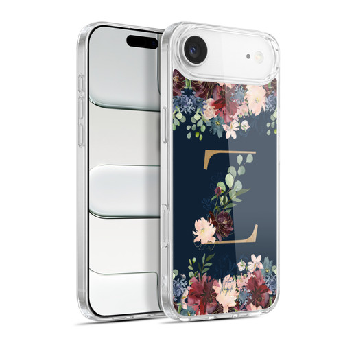 Nature Magick Floral Monogram Gold Navy 2 Letter Z Soft Gel Case for Apple iPhone 17 Air
