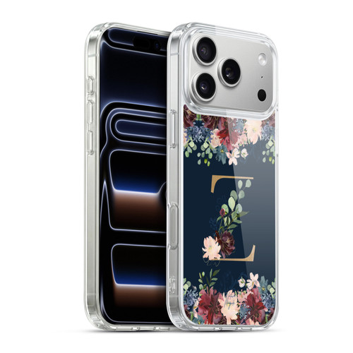 Nature Magick Floral Monogram Gold Navy 2 Letter Z Soft Gel Case for Apple iPhone 17 Pro Max