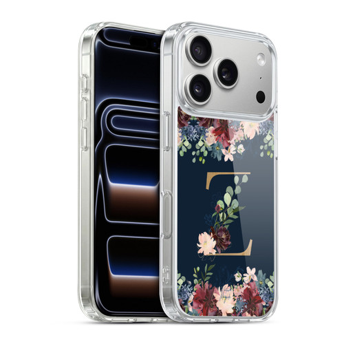 Nature Magick Floral Monogram Gold Navy 2 Letter Z Soft Gel Case for Apple iPhone 17 Pro
