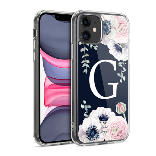 Nature Magick Floral Monogram Navy Flowers 1 Letter G Soft Gel Case for Apple iPhone 11