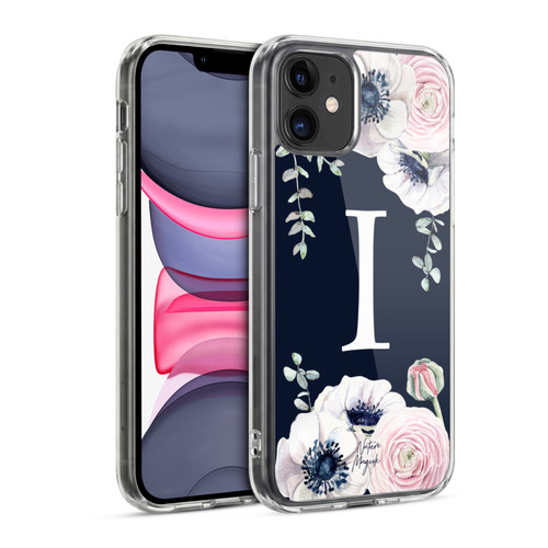Nature Magick Floral Monogram Navy Flowers 1 Letter I Soft Gel Case for Apple iPhone 11