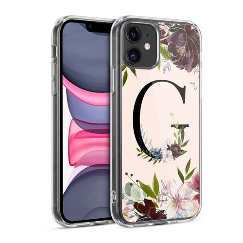 Nature Magick Rose Gold Flowers Monogram 1 Letter G Soft Gel Case for Apple iPhone 11