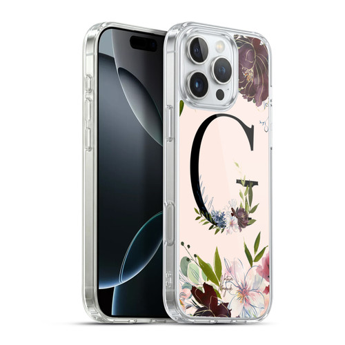 Nature Magick Rose Gold Flowers Monogram 1 Letter G Soft Gel Case for Apple iPhone 16 Pro Max & MagSafe
