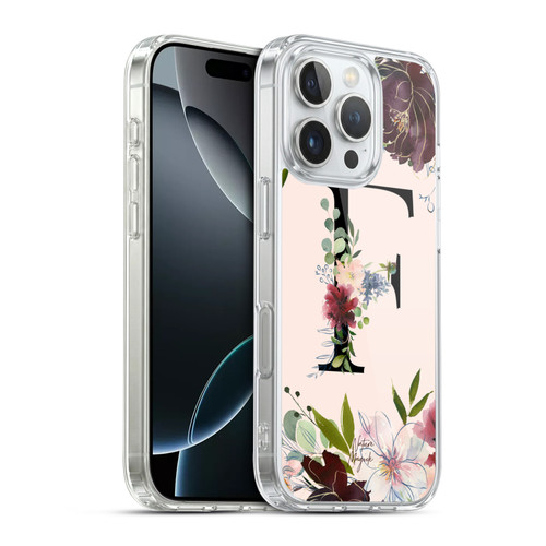 Nature Magick Rose Gold Flowers Monogram 1 Letter F Soft Gel Case for Apple iPhone 16 Pro & MagSafe