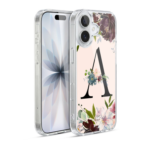 Nature Magick Rose Gold Flowers Monogram 1 Letter A Soft Gel Case for Apple iPhone 17