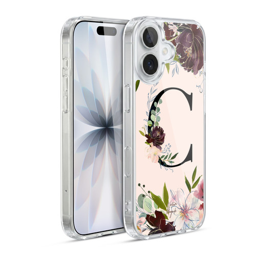 Nature Magick Rose Gold Flowers Monogram 1 Letter C Soft Gel Case for Apple iPhone 17