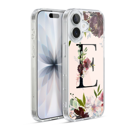 Nature Magick Rose Gold Flowers Monogram 1 Letter E Soft Gel Case for Apple iPhone 17