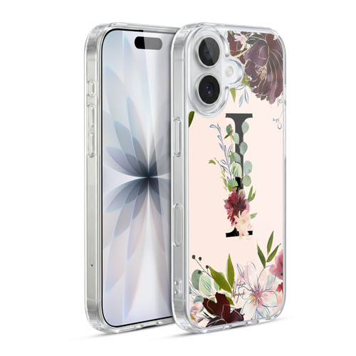 Nature Magick Rose Gold Flowers Monogram 1 Letter I Soft Gel Case for Apple iPhone 17