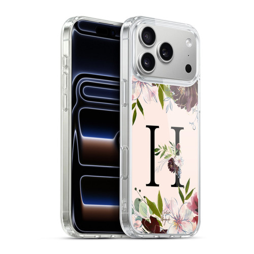 Nature Magick Rose Gold Flowers Monogram 1 Letter H Soft Gel Case for Apple iPhone 17 Pro Max