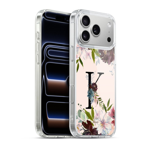Nature Magick Rose Gold Flowers Monogram 1 Letter K Soft Gel Case for Apple iPhone 17 Pro Max
