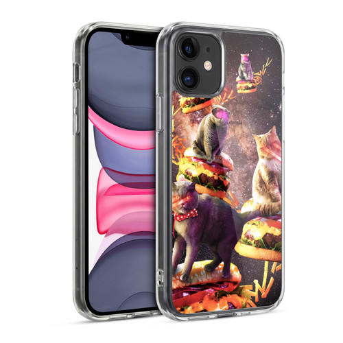 Random Galaxy Space Cat Burger & Fries Soft Gel Case for Apple iPhone 11