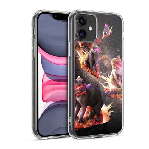 Random Galaxy Space Cat Fire Pizza Soft Gel Case for Apple iPhone 11