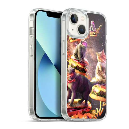 Random Galaxy Space Cat Burger & Fries Soft Gel Case for Apple iPhone 13
