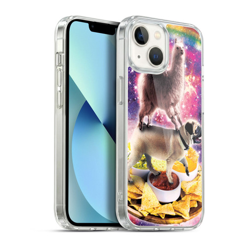 Random Galaxy Space Cat Rainbow Llama Pug & Nachos Soft Gel Case for Apple iPhone 13