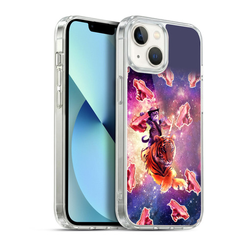 Random Galaxy Space Cat Tiger Unicorn With Bacons Soft Gel Case for Apple iPhone 13
