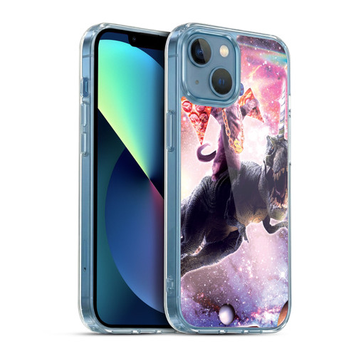Random Galaxy Space Cat Thug & Dinosaur Unicorn Soft Gel Case for Apple iPhone 13 Mini & MagSafe