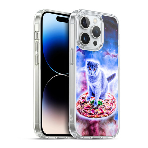 Random Galaxy Space Cat Blue Galaxy & Pizza Soft Gel Case for Apple iPhone 13 Pro & MagSafe