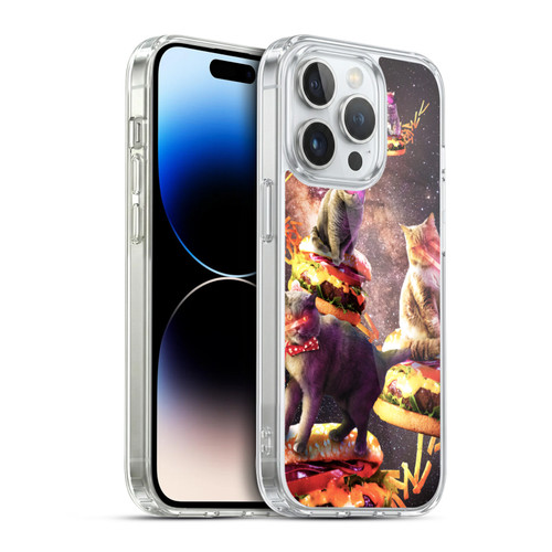 Random Galaxy Space Cat Burger & Fries Soft Gel Case for Apple iPhone 14 Pro & MagSafe