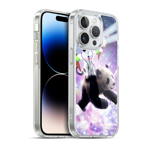 Random Galaxy Space Cat Purple Galaxy Panda Soft Gel Case for Apple iPhone 14 Pro & MagSafe