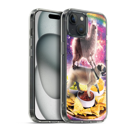 Random Galaxy Space Cat Rainbow Llama Pug & Nachos Soft Gel Case for Apple iPhone 15 Plus & MagSafe