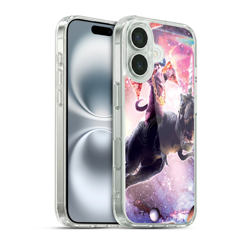 Random Galaxy Space Cat Thug & Dinosaur Unicorn Soft Gel Case for Apple iPhone 16 & MagSafe
