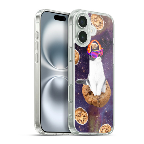 Random Galaxy Space Cat Dream Cookie Galaxy Soft Gel Case for Apple iPhone 16 Plus & MagSafe