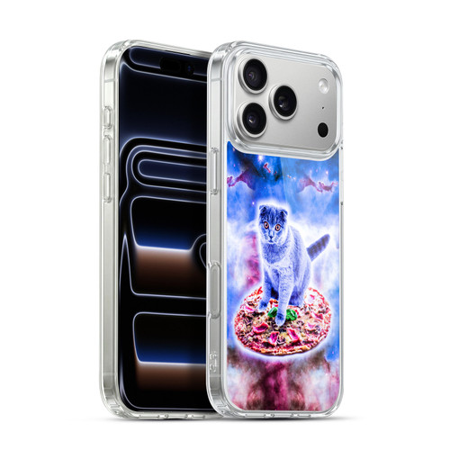 Random Galaxy Space Cat Blue Galaxy & Pizza Soft Gel Case for Apple iPhone 17 Pro Max