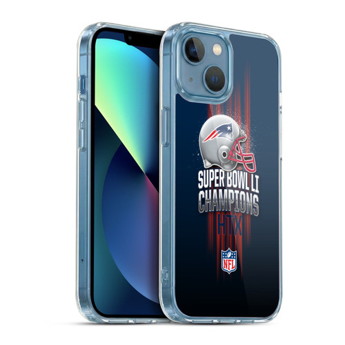 NFL 2017 Super Bowl Li Champion New England Patriots 1 Soft Gel Case for Apple iPhone 13 Mini & MagSafe