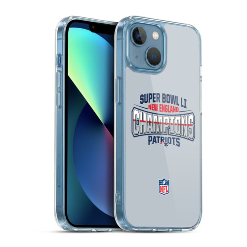 NFL 2017 Super Bowl Li Champion New England Patriots 2 Soft Gel Case for Apple iPhone 13 Mini & MagSafe