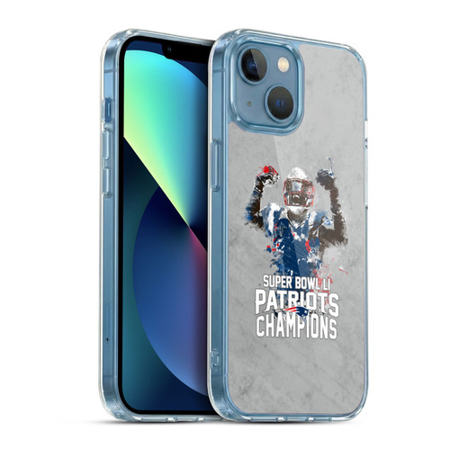 NFL 2017 Super Bowl Li Champion New England Patriots 3 Soft Gel Case for Apple iPhone 13 Mini & MagSafe