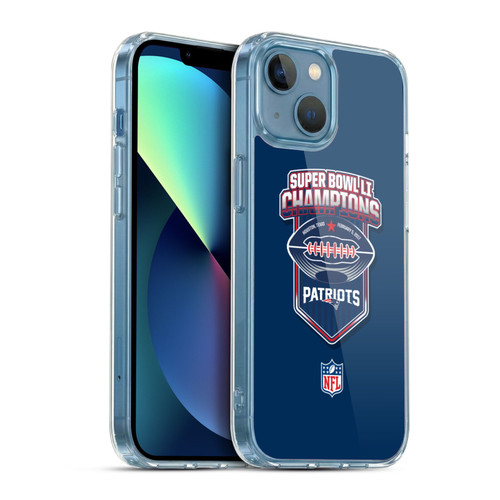 NFL 2017 Super Bowl Li Champion New England Patriots 4 Soft Gel Case for Apple iPhone 13 Mini & MagSafe