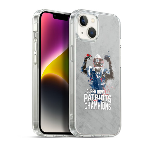 NFL 2017 Super Bowl Li Champion New England Patriots 3 Soft Gel Case for Apple iPhone 14 Plus & MagSafe