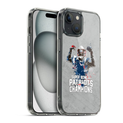 NFL 2017 Super Bowl Li Champion New England Patriots 3 Soft Gel Case for Apple iPhone 15 & MagSafe