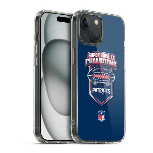 NFL 2017 Super Bowl Li Champion New England Patriots 4 Soft Gel Case for Apple iPhone 15 & MagSafe