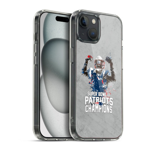 NFL 2017 Super Bowl Li Champion New England Patriots 3 Soft Gel Case for Apple iPhone 15 Plus & MagSafe