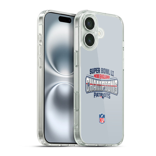 NFL 2017 Super Bowl Li Champion New England Patriots 2 Soft Gel Case for Apple iPhone 16 Plus & MagSafe