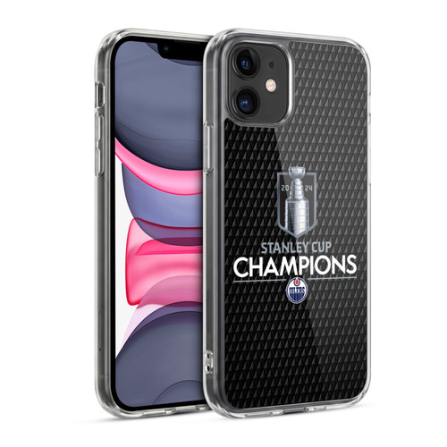 NHL 2024 Stanley Cup Champions Edmonton Oilers Puck Pattern Soft Gel Case for Apple iPhone 11