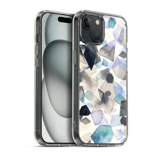 Ninola Pattern Abstract Crystals Blue Soft Gel Case for Apple iPhone 15 Plus & MagSafe
