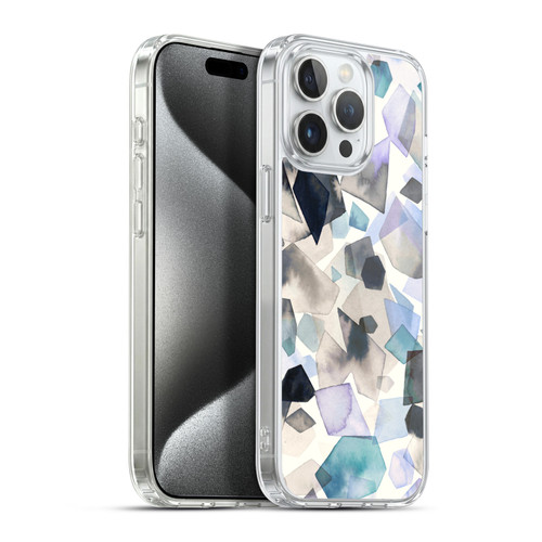 Ninola Pattern Abstract Crystals Blue Soft Gel Case for Apple iPhone 15 Pro Max & MagSafe