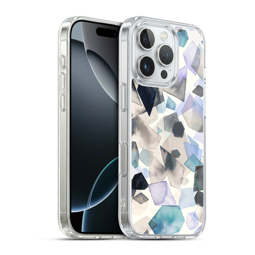 Ninola Pattern Abstract Crystals Blue Soft Gel Case for Apple iPhone 16 Pro & MagSafe