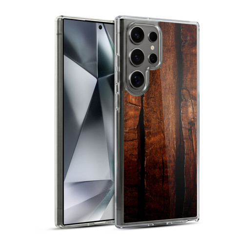 PLdesign Wood Prints Brown Rustic Ombre Soft Gel Case for Samsung Galaxy S24 Ultra 5G & MagSafe